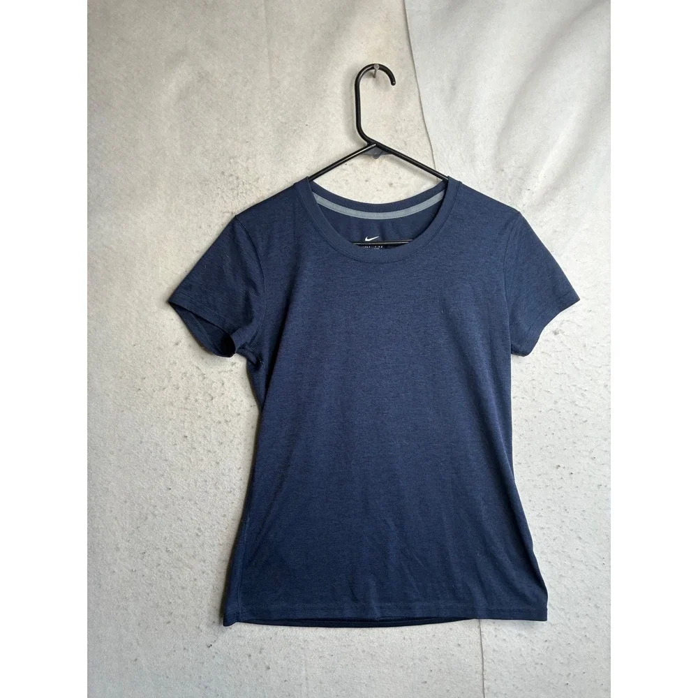 Nike Dri-FIT Womens Small Navy Blue Heathered Short Sleeve Athletic T-Shirt